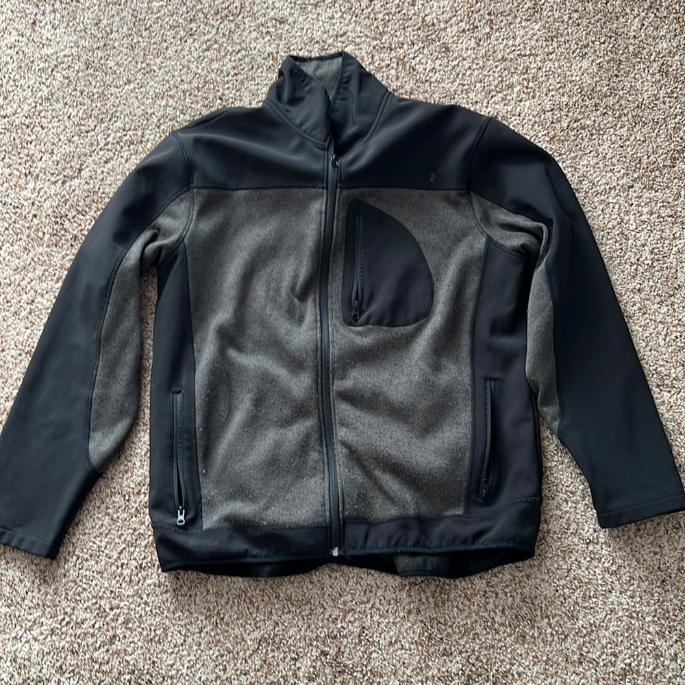 American Outback element gear jacket, size XL, worn, black and gray/brown